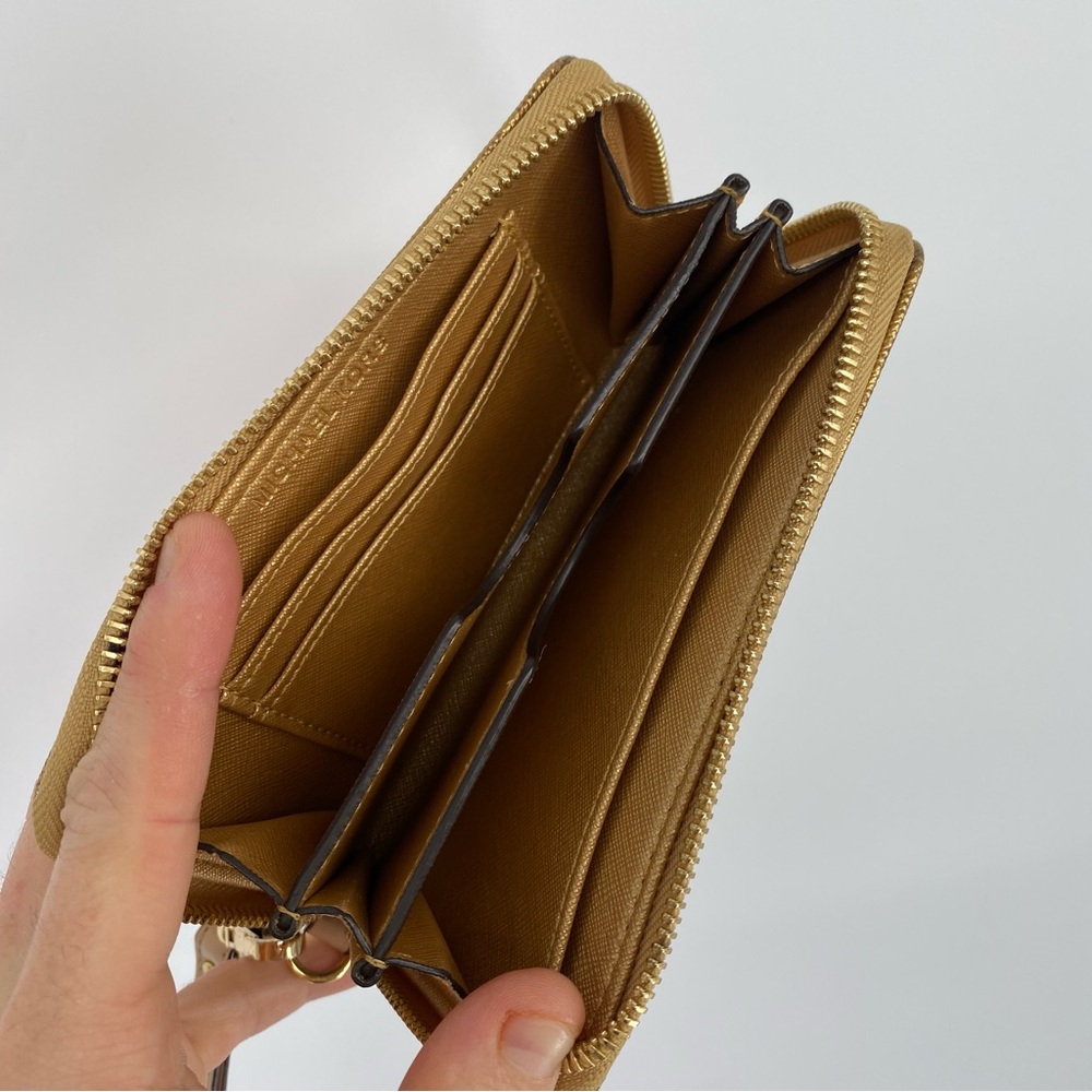 Michael Kors Gold Logo Wristlet Zip Wallet with Card Slots - Picture 6 of 6
